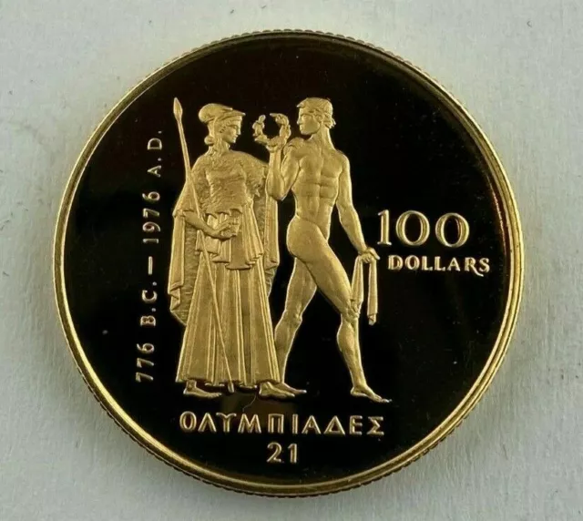 1976 Canada $100 Dollars 22K Gold Coin, Montreal Olympics Proof