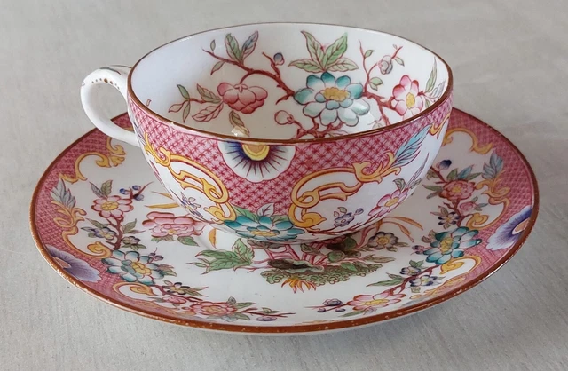 Ancienne tasse et sous tasse à café Minton, en porcelaine de Sarreguemines