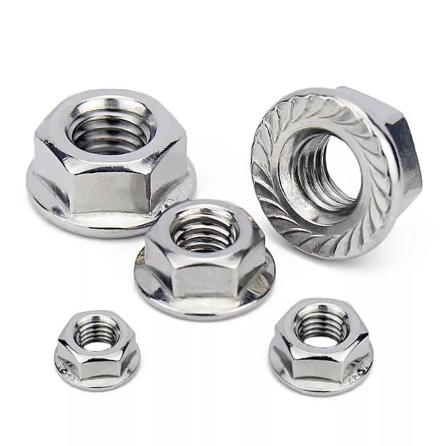 Flanged Nuts To Fit Metric Bolts/Screws A2 Stainless Steel M3,4,5,6,8,10,12,16