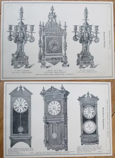 Waterbury & Ansonia Clocks Advertising/Print/Marshall Field 1893 Catalog Page