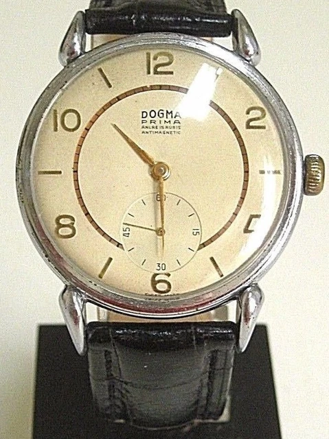 EXTRA RARE VTG 50s DOGMA-PRIMA Cal 853 BIG SWISS WATCH, MANUAL