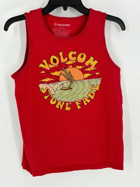 Volcom Boys Red Stone Fade Graphic Sleeveless Tank Top Youth Size Large