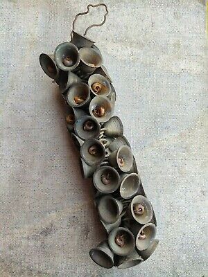 1800s Collectible Old Primitive Hand Forged  Brass Bells Animal Oranament Belt