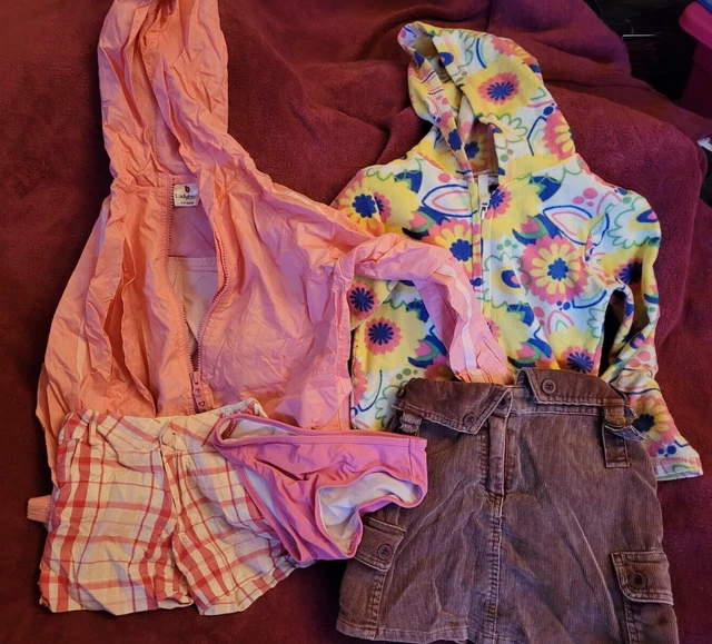 Pacchetto abbigliamento bambina 4 articoli età 4-5 anni - giacca antipioggia - maglione in pile