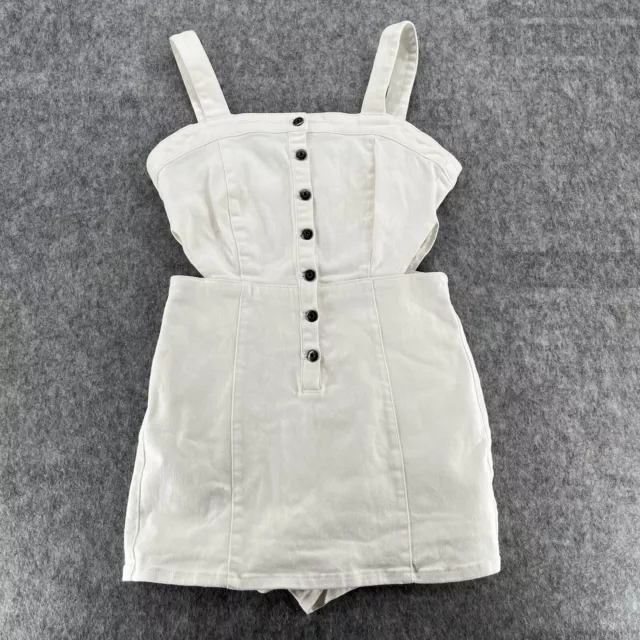 Jack by BB DAKOTA Womens White Denim Jumpsuit Romper Size 10 NEW