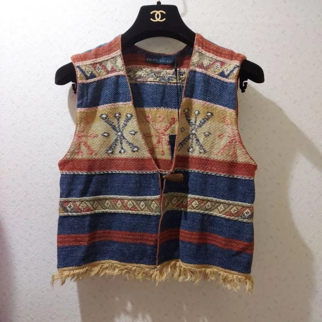 Polo Ralph Lauren Linen Silk Navajo native pattern Vest Size M