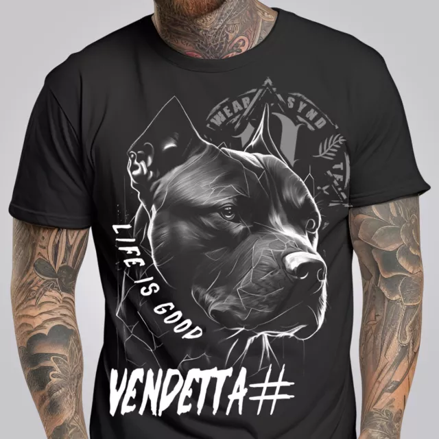 Vendetta Inc. Pitbull Shirt uomo Life is Good nera B-1307 - maniche corte gR XL