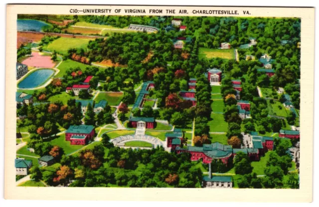 University of Virginia from the Air Charlottesville VA Aerial View UVA Postcard