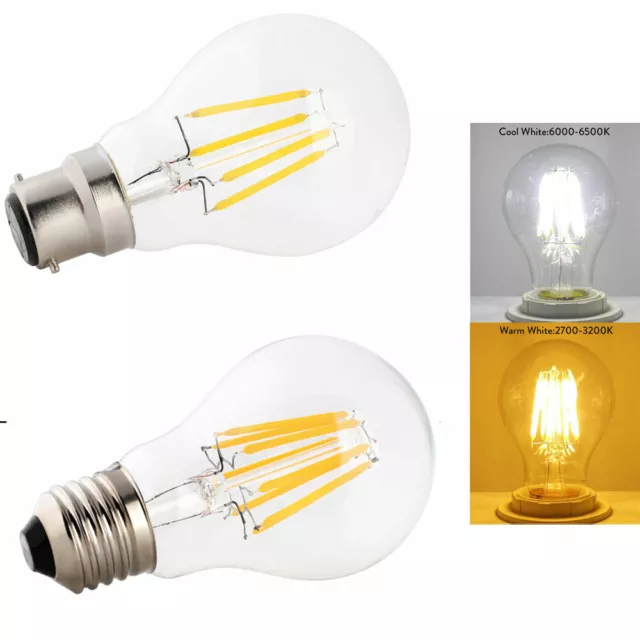 LED Filament Bulb E27 Retro Edison Lamp 220V B22 A60 Vintage Candle Light Globe