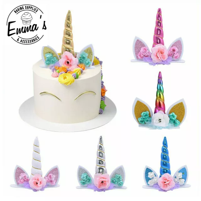 1 PCS Large Unicorn Horn and Ears Cake Topper Birthday Celebration Party