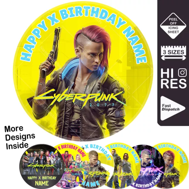 Cyberpunk Cake Topper Personalised Round Circle Edible Icing Print