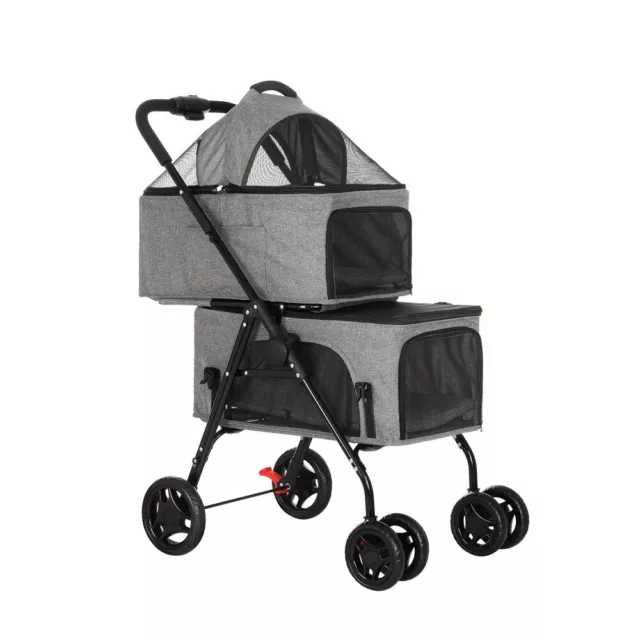 Pet Stroller 2-tier Dog Pram Large Cat Carrier Travel Pushchair Foldable i.Pet