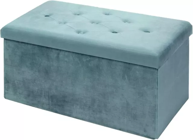 Foldable Velvet Tufted Storage Ottoman Foldable Footstool Shoe Bench Space 80L