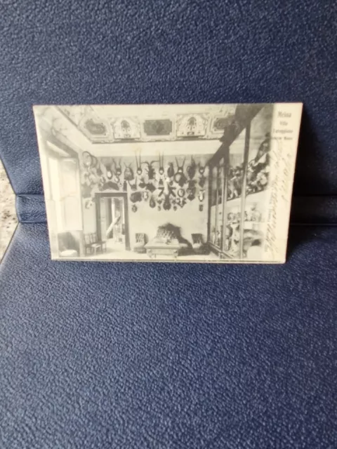 cartolina viaggiata 1905 MEINA VILLA FARAGGIANA INTERNO