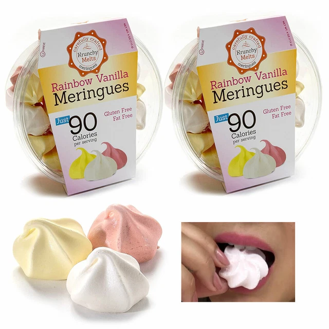 2 Boîtes Arc-en-Ciel Vanille Meringues Cookies Gluten sans Gras Snacks Kascher