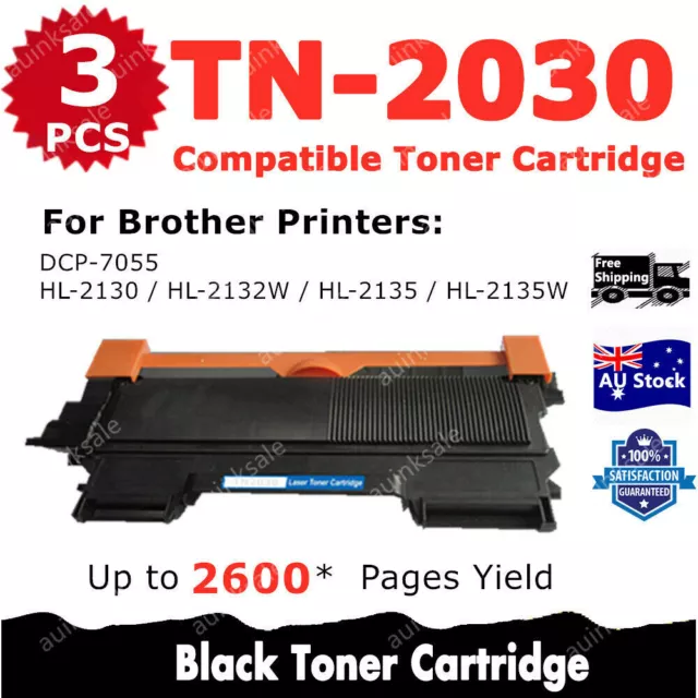 3x Non-OEM Toner TN2030 TN 2030 for Brother HL HL2132 HL2130 DCP7055 HL2135W