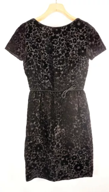 1950's L'Aiglon Black Velvet Dress Womens Small 2/4 Floral EUC BEAUTIFUL!!