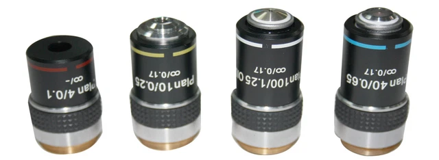 PLAN COMPOSÉ MICROSCOPE Objectifs 4x 10x 40x & 100x EUR 272,51 ...