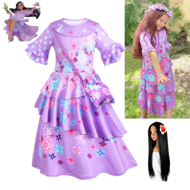 Princess Floral Fancy Dress Up Cosplay Encanto Isabella Kids Girls Party Costume