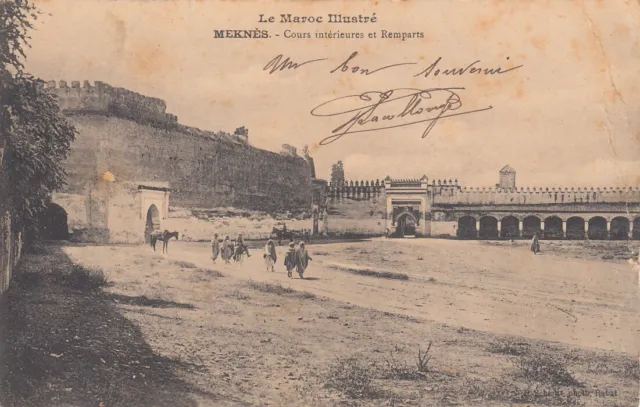 Carte postale ancienne old postcard MAROC MOROCCO MEKNES remparts écrite 1912