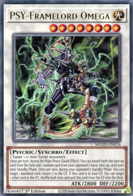 Yugioh! 3x PSY-Framelord Omega - MGED-EN076 - Rare - 1st Edition Near Mint