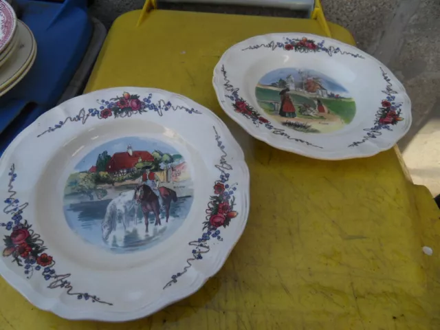 Lot 2  SARREGUEMINES  OBERNAI  ASSIETTE CREUSE 23 cm  H. LOUX