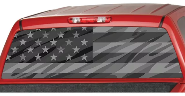 American Flag B&W Army Camo Rear Window Graphic Decal Tint Sticker Truck RW2_006