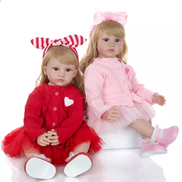 24in Twins Reborn Girl Doll Newborn Baby Dolls Princess Toddler Toy Kids Gift