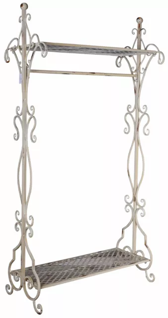 Nostalgic wardrobe shabby chic coat rack antique white metal coat stand shelf