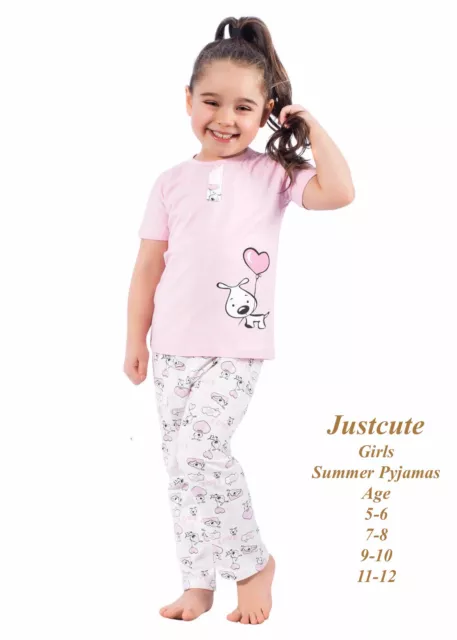 Pyjama d'été fille rose mix manches courtes 93 % coton riche PJS 5 à 12 ans