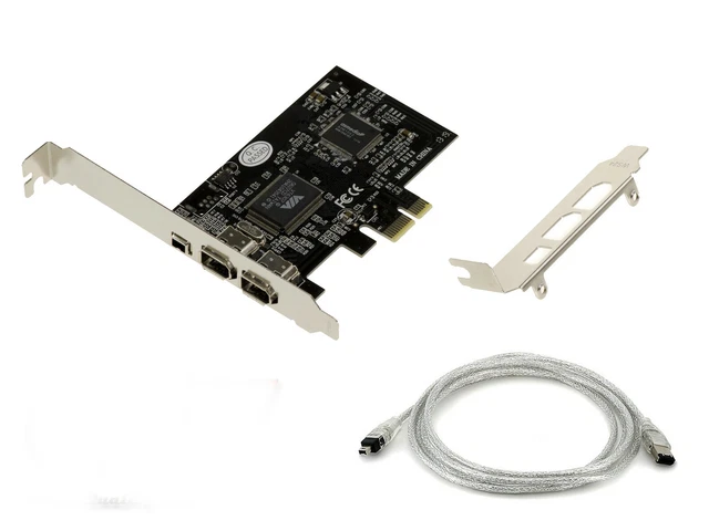 KALEA-INFORMATIQUE Tarjeta controladora PCIe FireWire 400 IEEE1394a de 3 Puertos con chipset VIA6308 y ASM1083. Soportes de Perfil Alto y bajo, con Cable Ilink