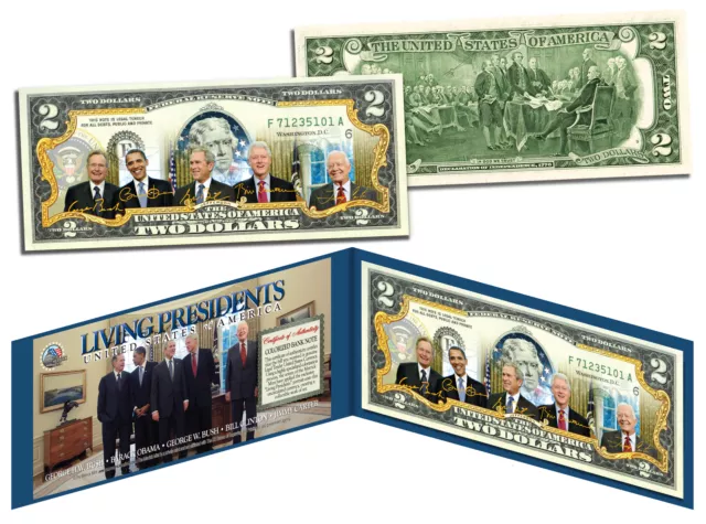 LIVING PRESIDENTS Legal Tender U.S. $2 Bill * OBAMA BUSH CLINTON Jimmy CARTER *