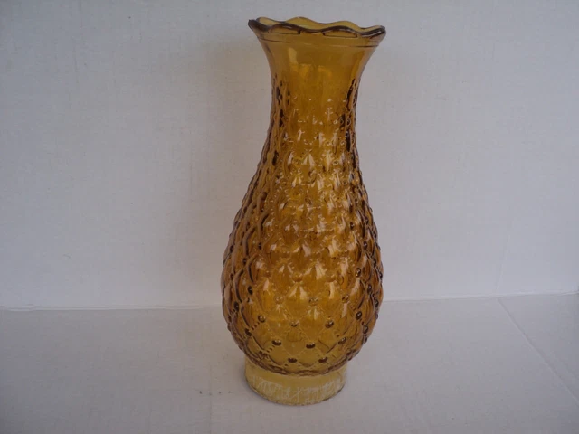 Amber Flashed Glass Diamond Quilted Lamp Chimney Shade Oil Electric 9.75" Tall