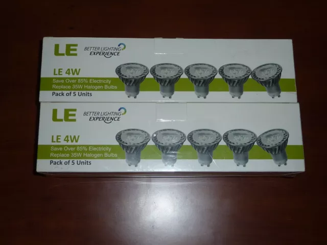 Pack of (10) LE Lighting Ever LE 4Watt GU10 LED Light Bulbs  (Warm White)  NEW