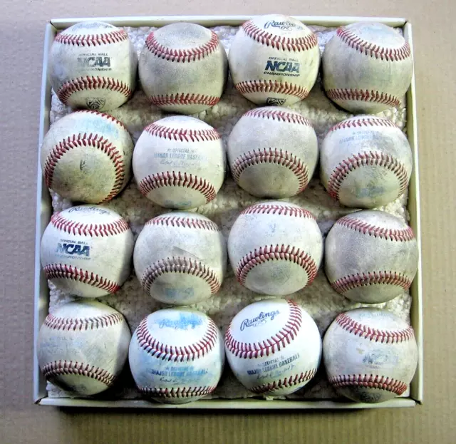 16 Official Rawlings leather covered baseballs Major, NCAA and Minor league