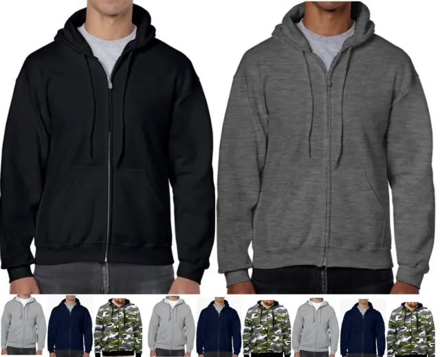 Mens Zip Up HOODIES Hooded Sweatshirt Fleece Top Plain Hoody Jumper Jackets Pull