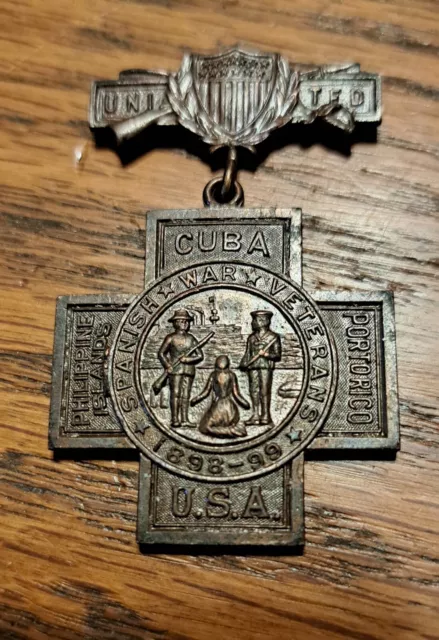 1898-1902 Spanish American War Veterans Half Medal Cuba Puerto Rico #59555