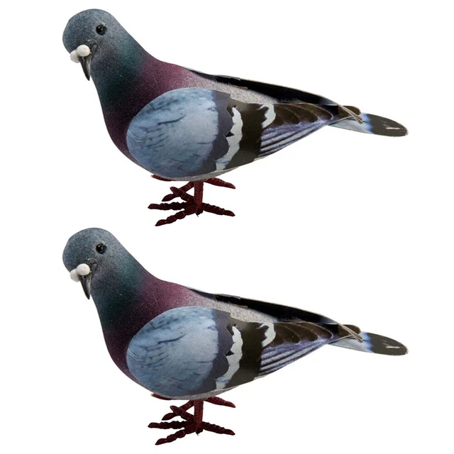 2 palomas artificiales de espuma de pájaro falsa para decoración de aves al aire libre