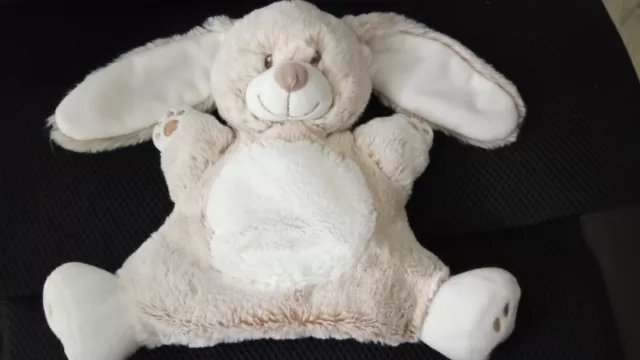 Doudou Peluche Lapin Marionnette Beige Chiné Blanc Tex Baby Rond Queue...