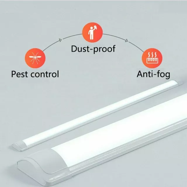 5× 90CM LED Slim Ceiling Batten Tube Light 30W Fluorescent Bar Lamp Cool White 3