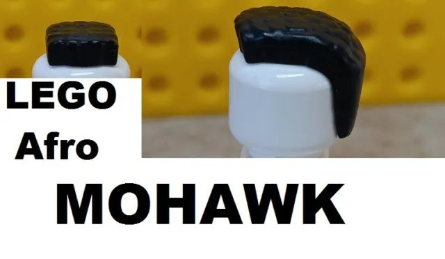 LEGO Mohawk Wig Black Short Afro Curly Wavy Coil HAIR Punk Rocker Style Good Bad