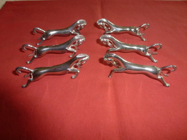Lot dé 6 porte couteaux vintage en métal argenté en forme