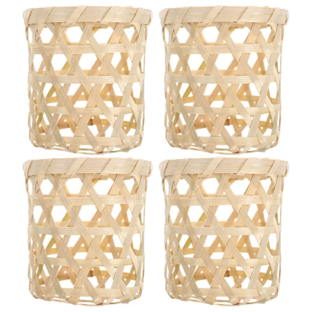 4 Pcs Handmade Cup Covers Bamboo Weaving Sleeves Aromatherapy Household