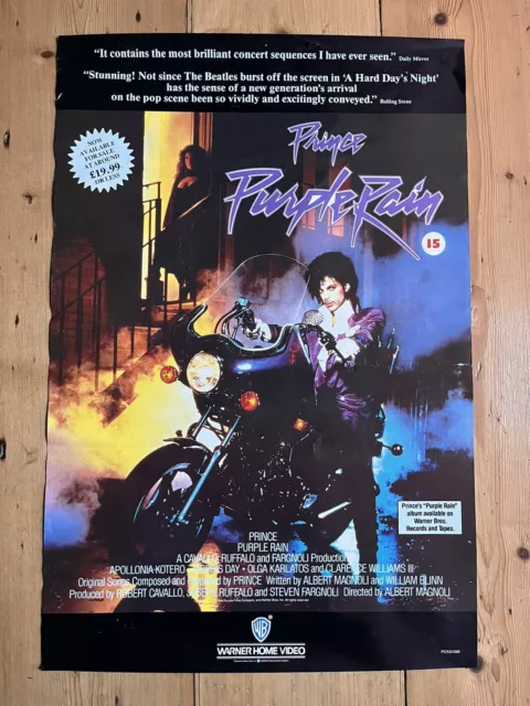 1984 Vintage Purple Rain VHS Release Promo Poster / Prince And The Revolution