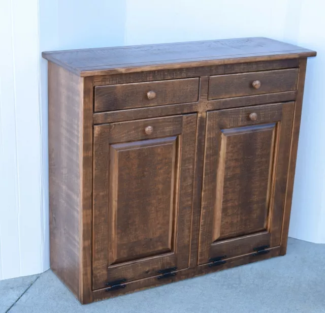 Double trash can | Solid wood | double Trash Bin | Amish handmade | Made in usa