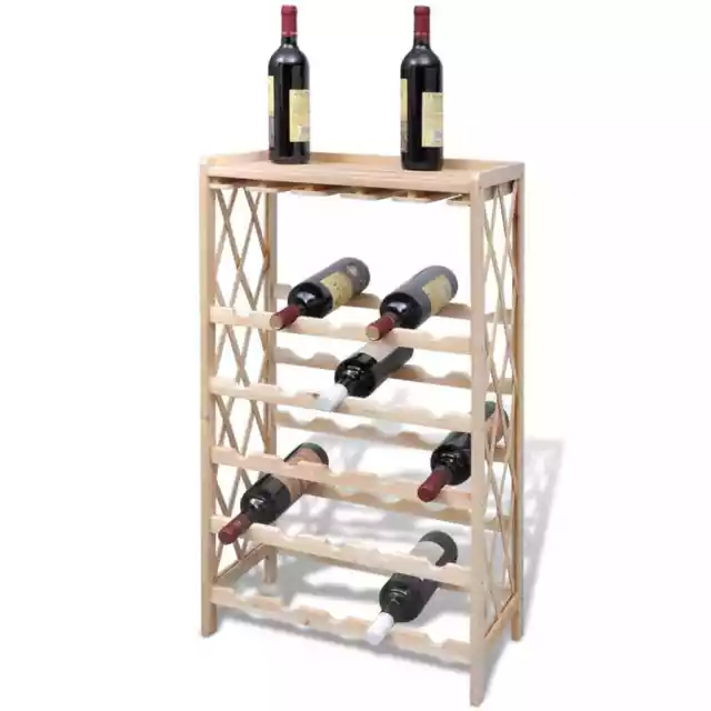 Wood Wine Rack 25 Bottles Solid Wooden Timber Storage Wall Shelf Holder Cellar