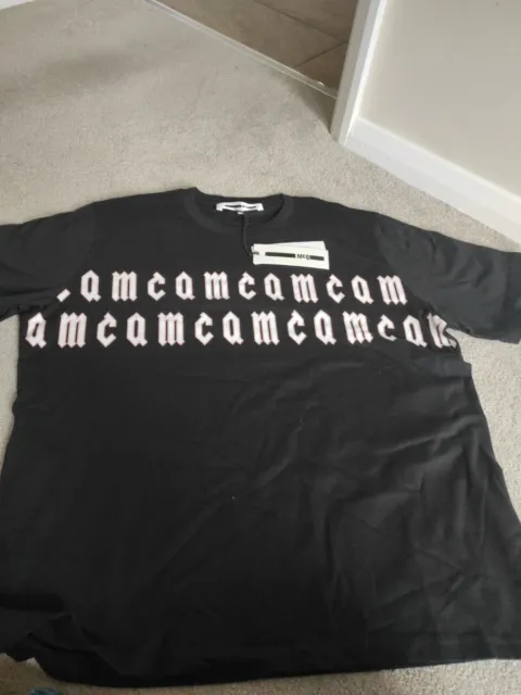 T-shirt MCQ Alexander McQueen Gothic Repeat-UK XL nuova con etichette £135
