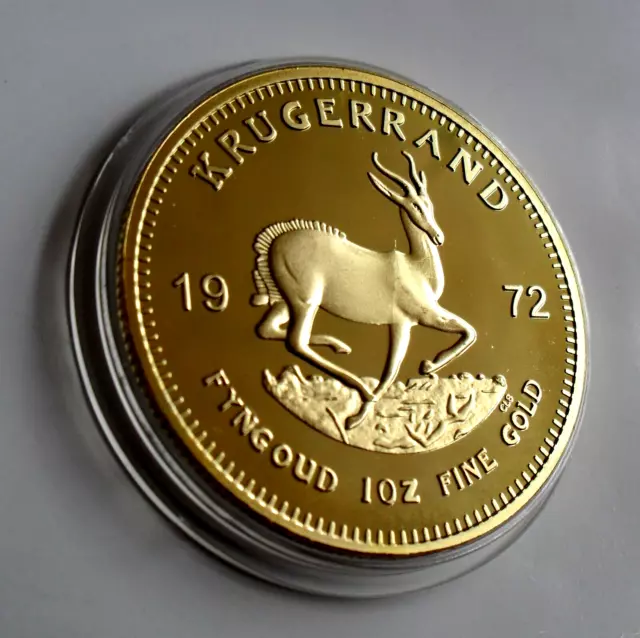 1972 Gold FYNGOUD 1oz 24K Krugerrand Coin in capsule South Africa