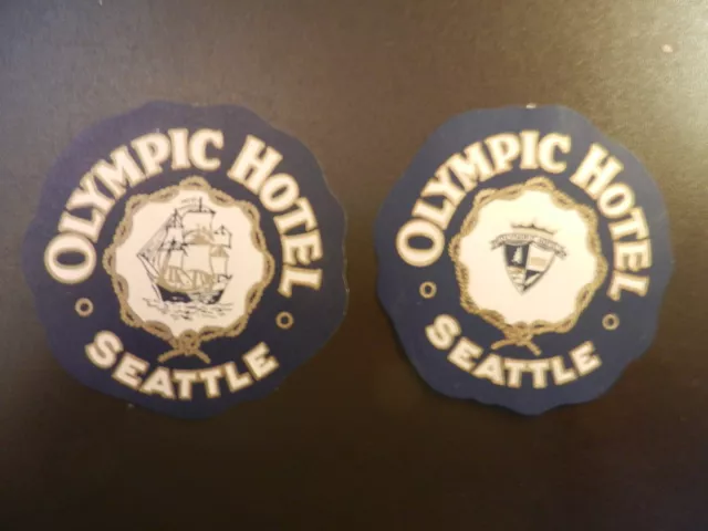 *LOT of TWO (2) OLYMPIC HOTEL in SEATTLE* VINTAGE HOTEL/LUGGAGE LABELS.