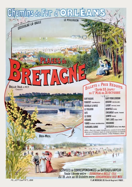 Affiche chemin de fer Orléans - Plages de Bretagne 2